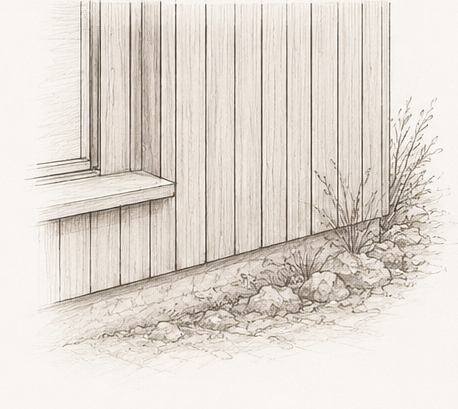 Detailzeichnung einer Holzfassade